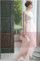 Long evening dress bustier Crystal salmon pink with glitters - Ref L052 - 04