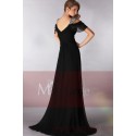 BLACK EVENING DRESS WITH OFF SHOULDER AND SHINY STRAPS - Ref L193 - 03