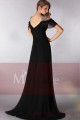 BLACK EVENING DRESS WITH OFF SHOULDER AND SHINY STRAPS - Ref L193 - 03