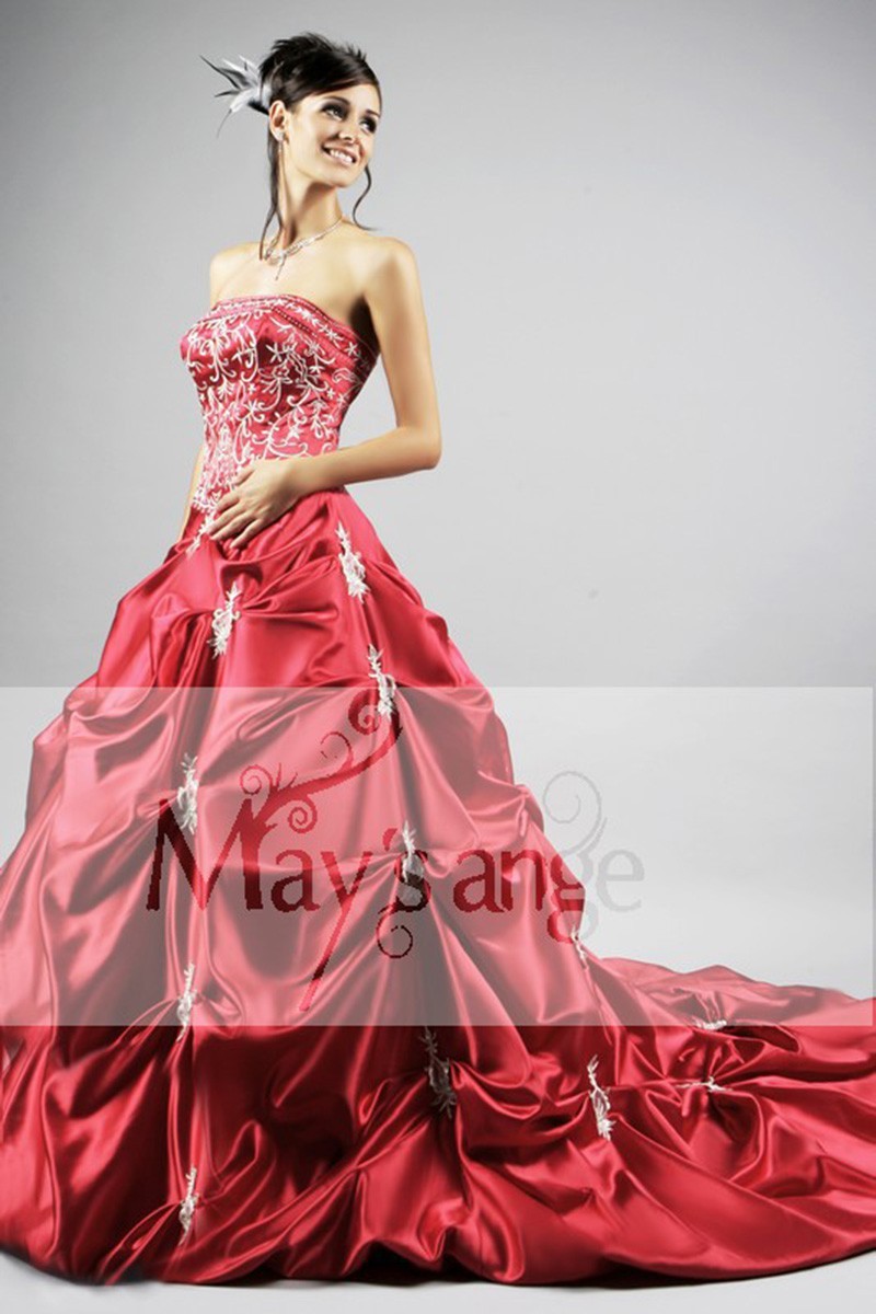 Robe de cérémonie mariée Royale rouge - Ref P038 - 01 Robe de cérémonie mariée Royale rouge - Ref P038 - 01