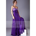 Violet Long Chiffon Evening Dress With Glitter Bodice - Ref L203 - 03