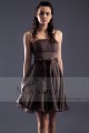 Brown Semi-Formal Party Dress With Spaghetti Straps - Ref C139 - 03