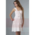 Short Pink Homecoming Dress One Shoulder With Ruffle - Ref C143 - 02