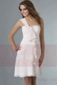 Short Pink Homecoming Dress One Shoulder With Ruffle - Ref C143 - 02