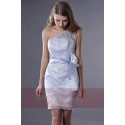 Asymmetrical Lace Embroidered Silver Party Dress - Ref C174 - 02