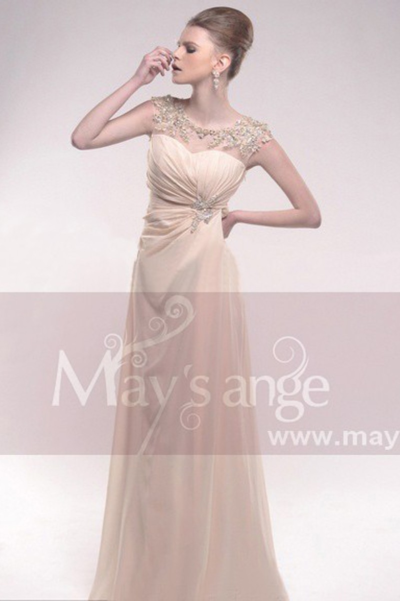 Evening dress, beige Brilliance - Ref L210 - 01