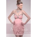 Robe courte de soirée coquette en mousseline rose pâle - Ref C210 - 02