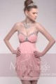 Robe courte de soirée coquette en mousseline rose pâle - Ref C210 - 02