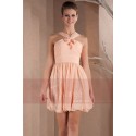 Peach Short Homecoming Dress With Crossed Strap - Ref C206 - 03