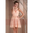 Peach Short Homecoming Dress With Crossed Strap - Ref C206 - 05