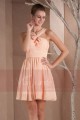 Peach Short Homecoming Dress With Crossed Strap - Ref C206 - 05