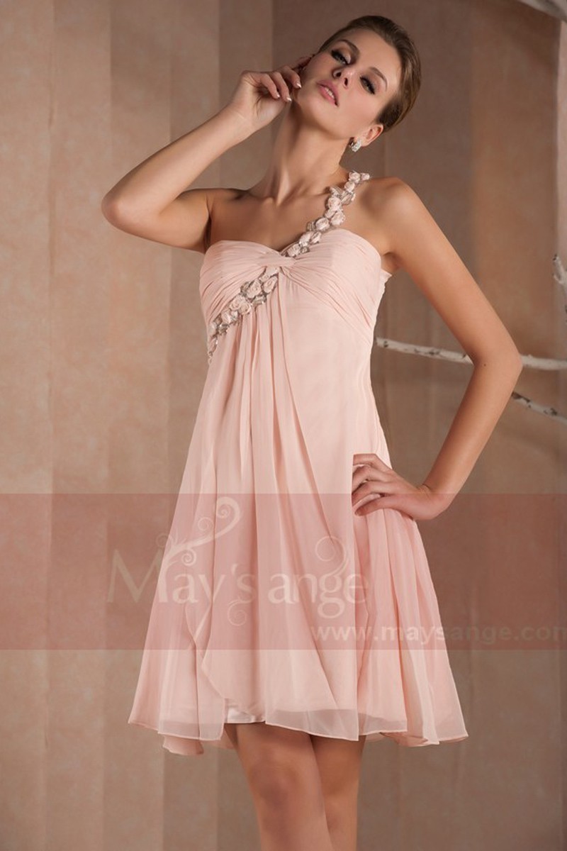 Tight Pink Short Cocktail Party Dress with Appliques