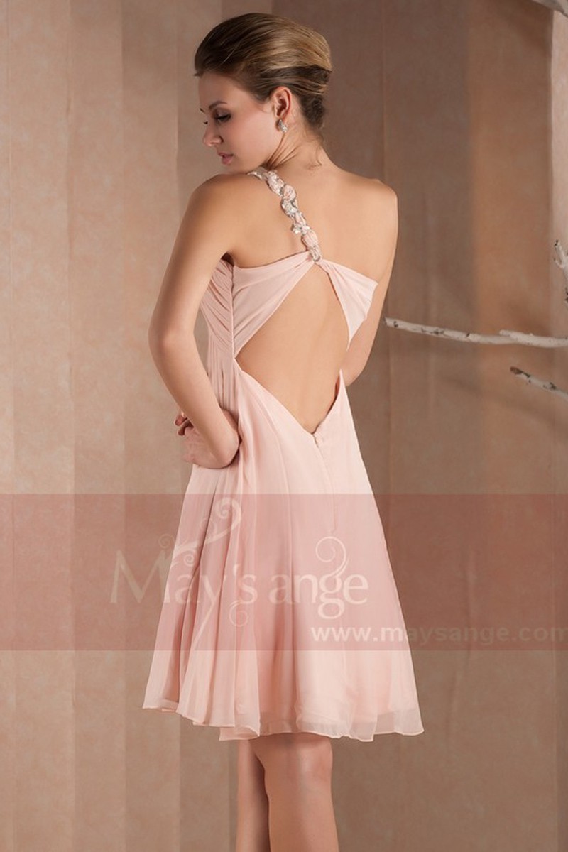 one shoulder pink gown