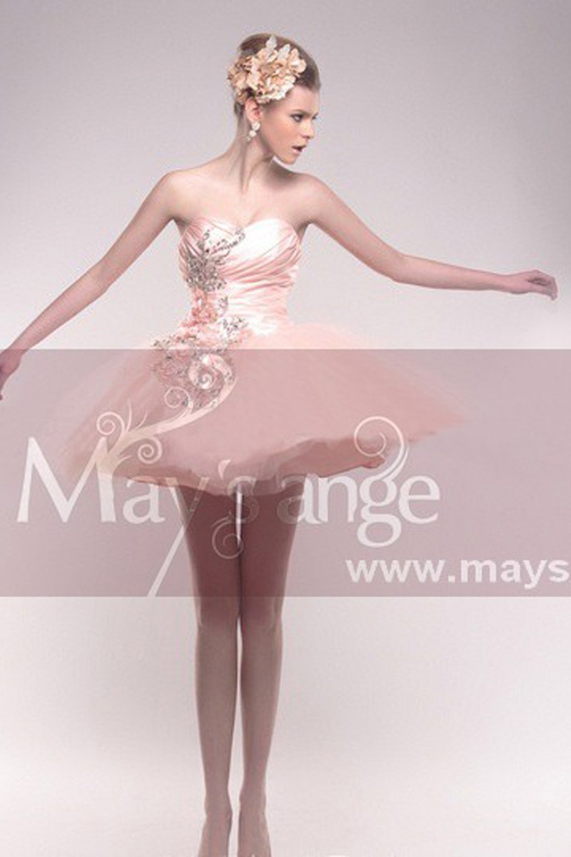 Strapless Pink Tulle Party Dress - Ref C211 - 01