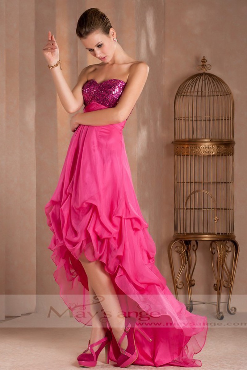 A PRETTY COCKTAIL DRESS FOR WEDDING WITH SEQUINED BODICE AND ASYMETRIC