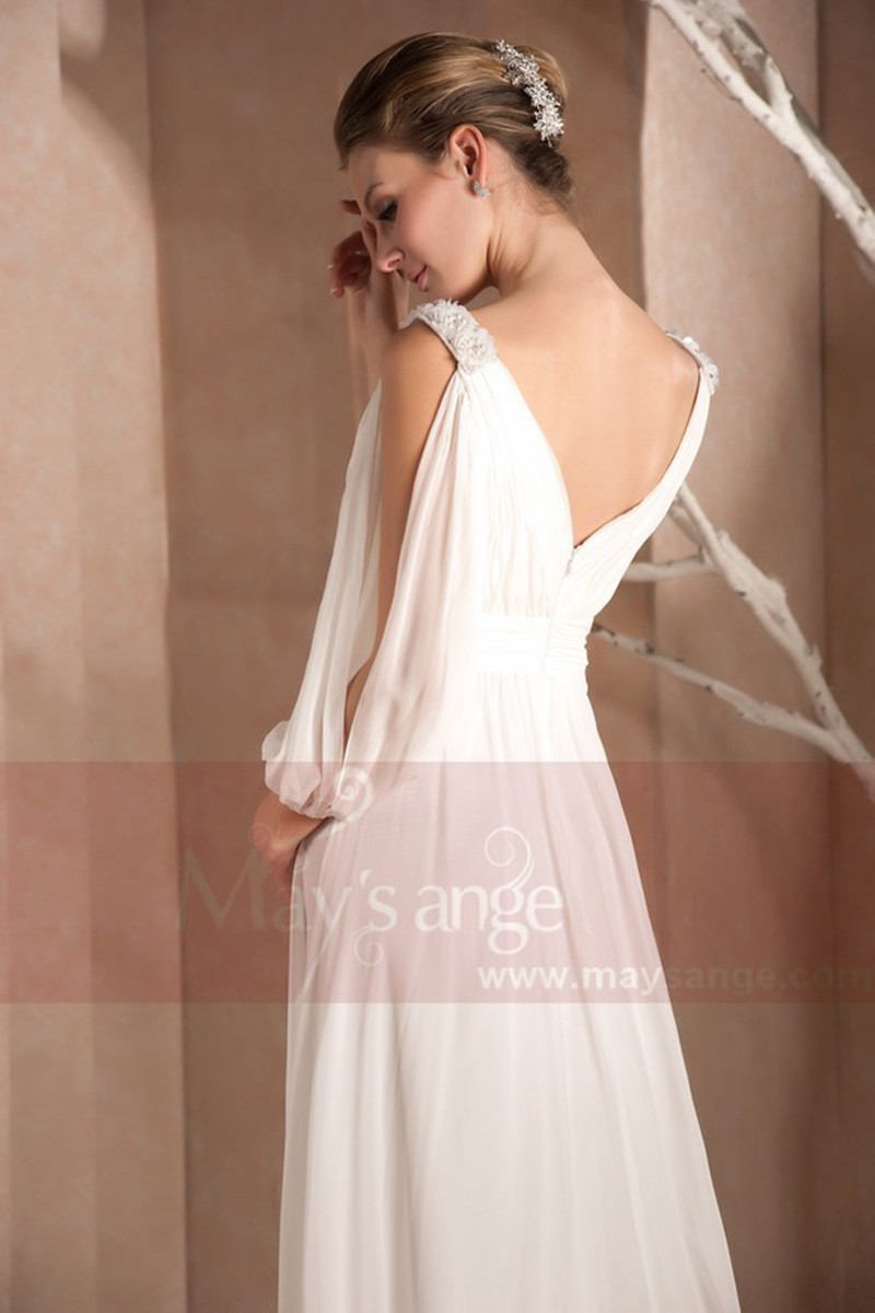 Robe longue blanche Alice avec manches ...