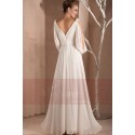 Long White Dress With Draped V Neck And Cutout Long Sleeve - Ref L274 - 04