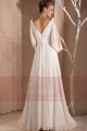Long White Dress With Draped V Neck And Cutout Long Sleeve - Ref L274 - 04