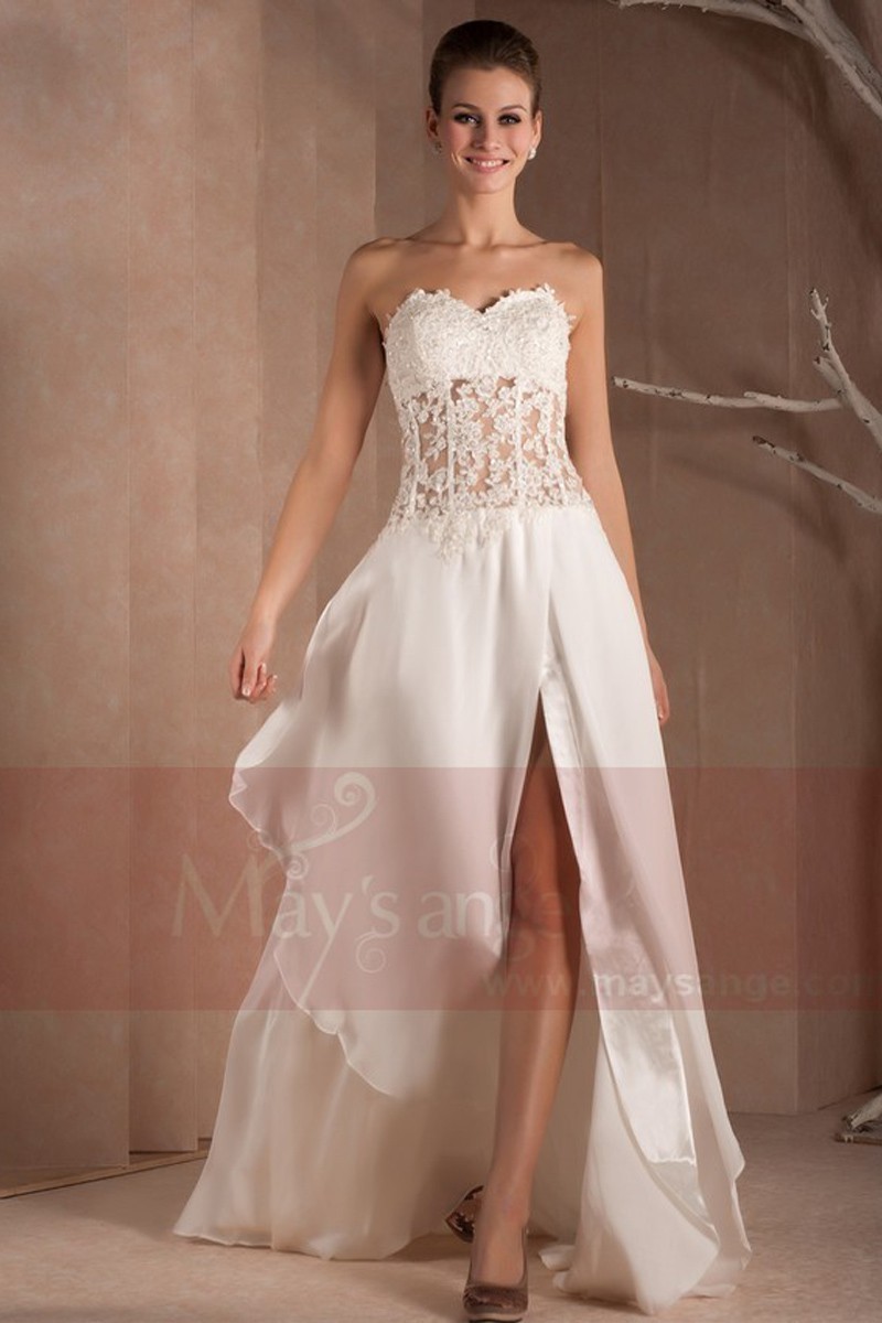 CUT WHITE LACE SUMMER DRESS - Ref L271 - 01