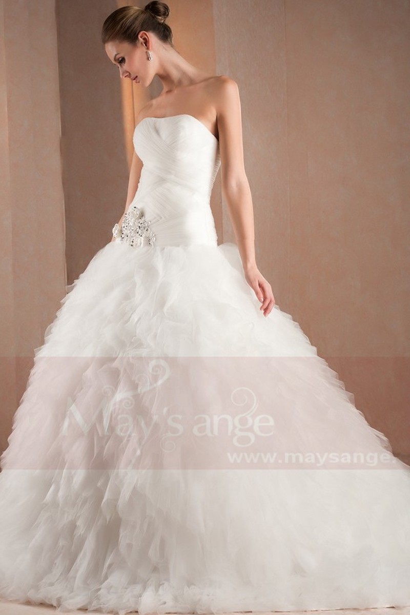 Long train wedding dress Snow M302 - Ref M302 - 01