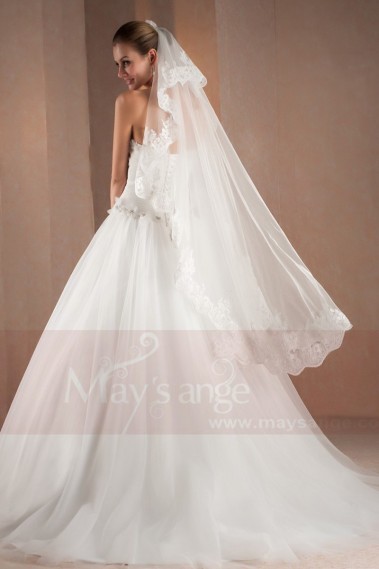 A-Line Sweetheart White Strapless Wedding Dress With Draped - M303 #1