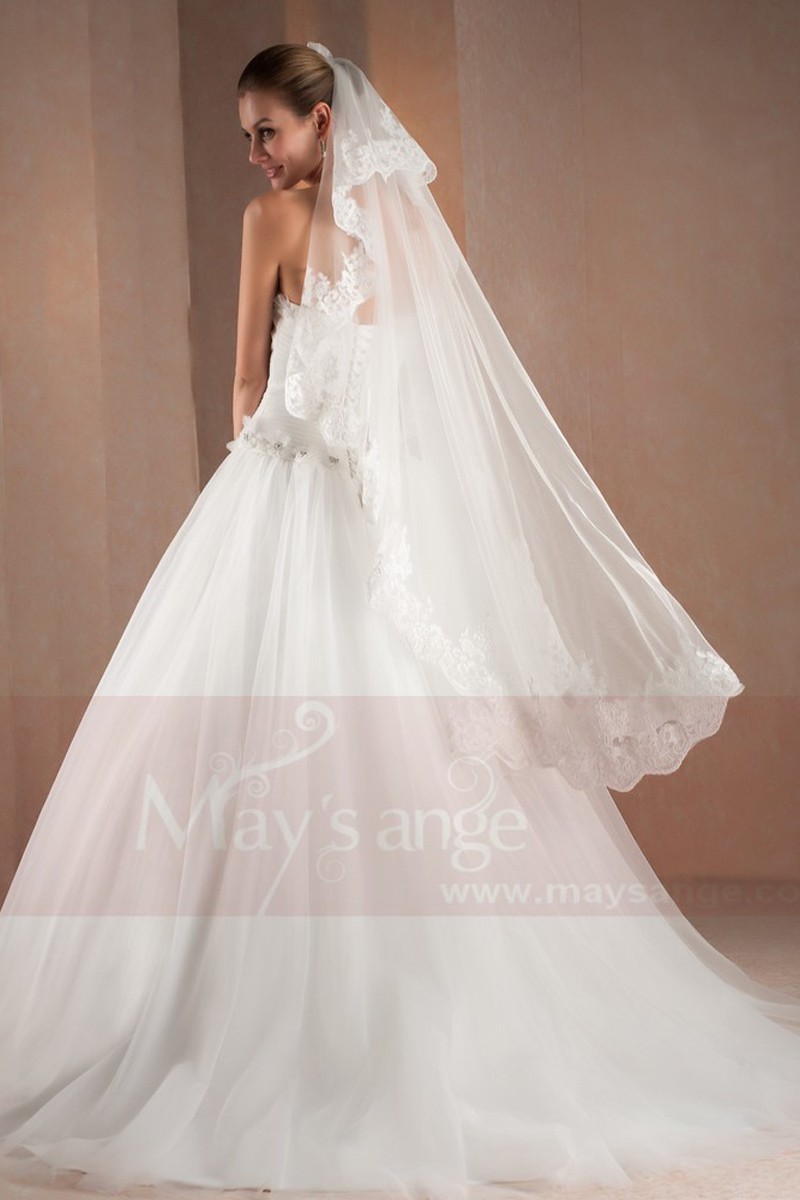 A-Line Sweetheart White Strapless Wedding Dress With Draped - Ref M303 - 01