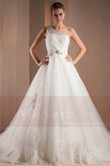 Wedding dress True Love with one strap and glitters on the waist M307 - M307 #1