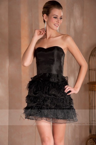 petite robe Black Swan noire avec plumes - C253 #1