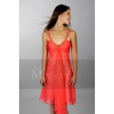 Pretty V-Neckline Orange Short Dress for Wedding-Guest - Ref C026 - 02