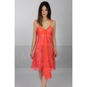 Pretty V-Neckline Orange Short Dress for Wedding-Guest - Ref C026 - 03