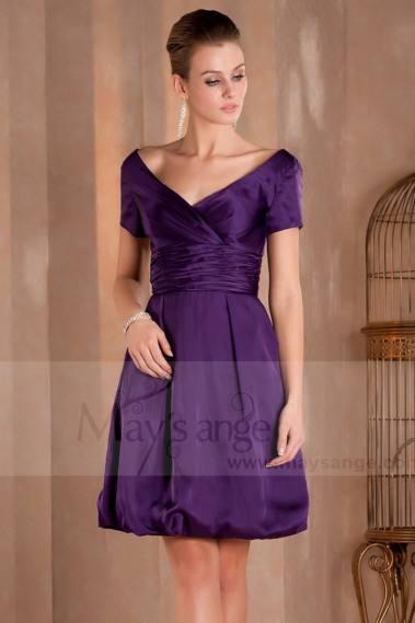 Robe Cocktail Vintage - Col Rond Et Manches Courtes - Tissu Extensible (nylon/élasthanne) - Pour Mariage, Soirée, Quotidien