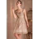 V-Neck Short Graduation Golden Dress - Ref C261 - 02