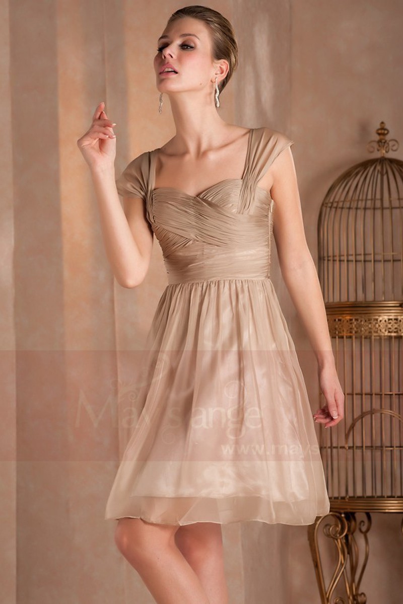 V-Neck Short Graduation Golden Dress - Ref C261 - 01