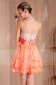 Robe de cocktail courte Mandarine orange douce en mousseline - Ref C275 - 03