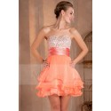 Robe de cocktail courte Mandarine orange douce en mousseline - Ref C275 - 05