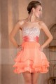 Robe de cocktail courte Mandarine orange douce en mousseline - Ref C275 - 05