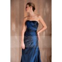 Robe de soirée bleu foncé bustier longue Miroir en taffetas - Ref L277 - 02