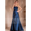 Robe de soirée bleu foncé bustier longue Miroir en taffetas - Ref L277 - 03