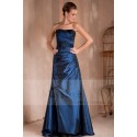 Robe de soirée bleu foncé bustier longue Miroir en taffetas - Ref L277 - 04