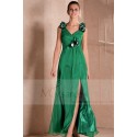 LONG COCKTAIL DRESS GREEN COLOR WITH STRAPS - Ref L280 - 02