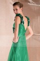 Robe de soiree vert kryptonite mousseline avec bretelles - Ref L280 - 03