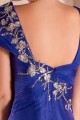 Robes longue de soirée Étincelle avec manches et fleurs argentées - Ref L281 - 04