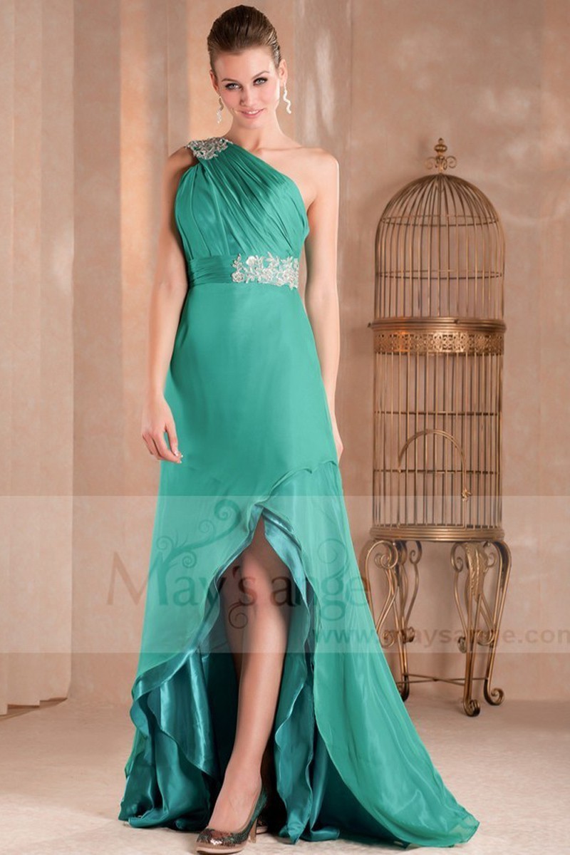 Beautiful Asymmetric Cocktail Dress With One Shiny Strap - Ref L286 - 01