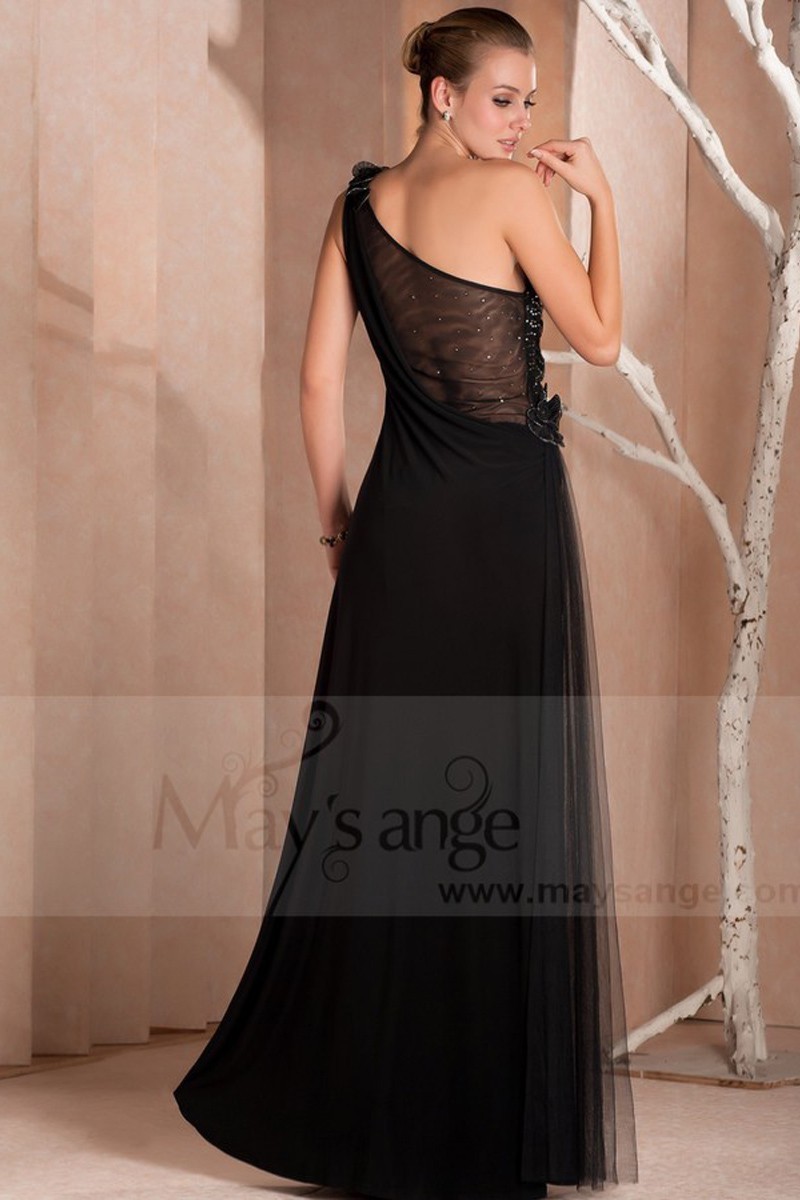Robe de soirée Etoile en mousseline asymétrique et dos transparent - Ref L295 - 01 Robe de soirée Etoile en mousseline asymétrique et dos transparent - Ref L295 - 01