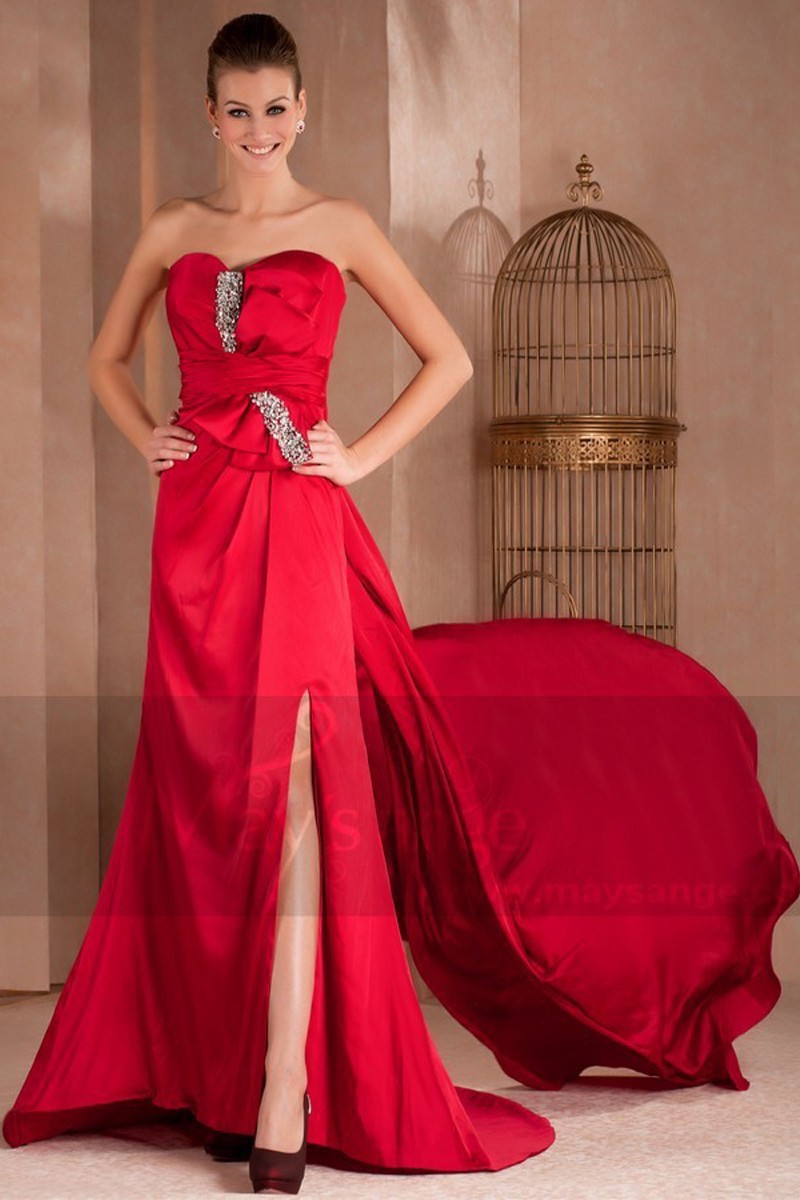 Robe de soirée en satin Princesse of China longue et échancrée - Ref L297 - 01 Robe de soirée en satin Princesse of China longue et échancrée - Ref L297 - 01