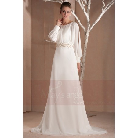 Neige Dhiver Robe De Soirée Longue Avec Manches Pour Mariage