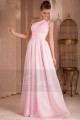 One Shoulder Plus Size Pink Evening Dress With Rhinestones - Ref L303 - 04