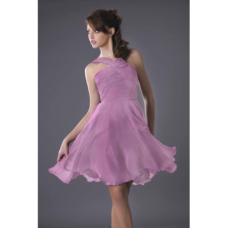 robe de cocktail courte passiflore parme