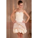 Robe de cocktail Champagne bustier effet boule - Ref C267 - 02