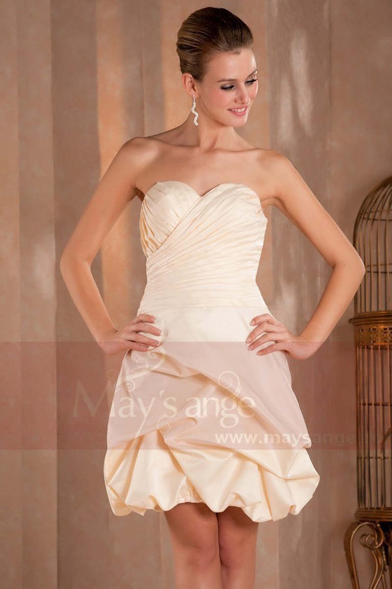 Strapless Champagne Short Prom Dress